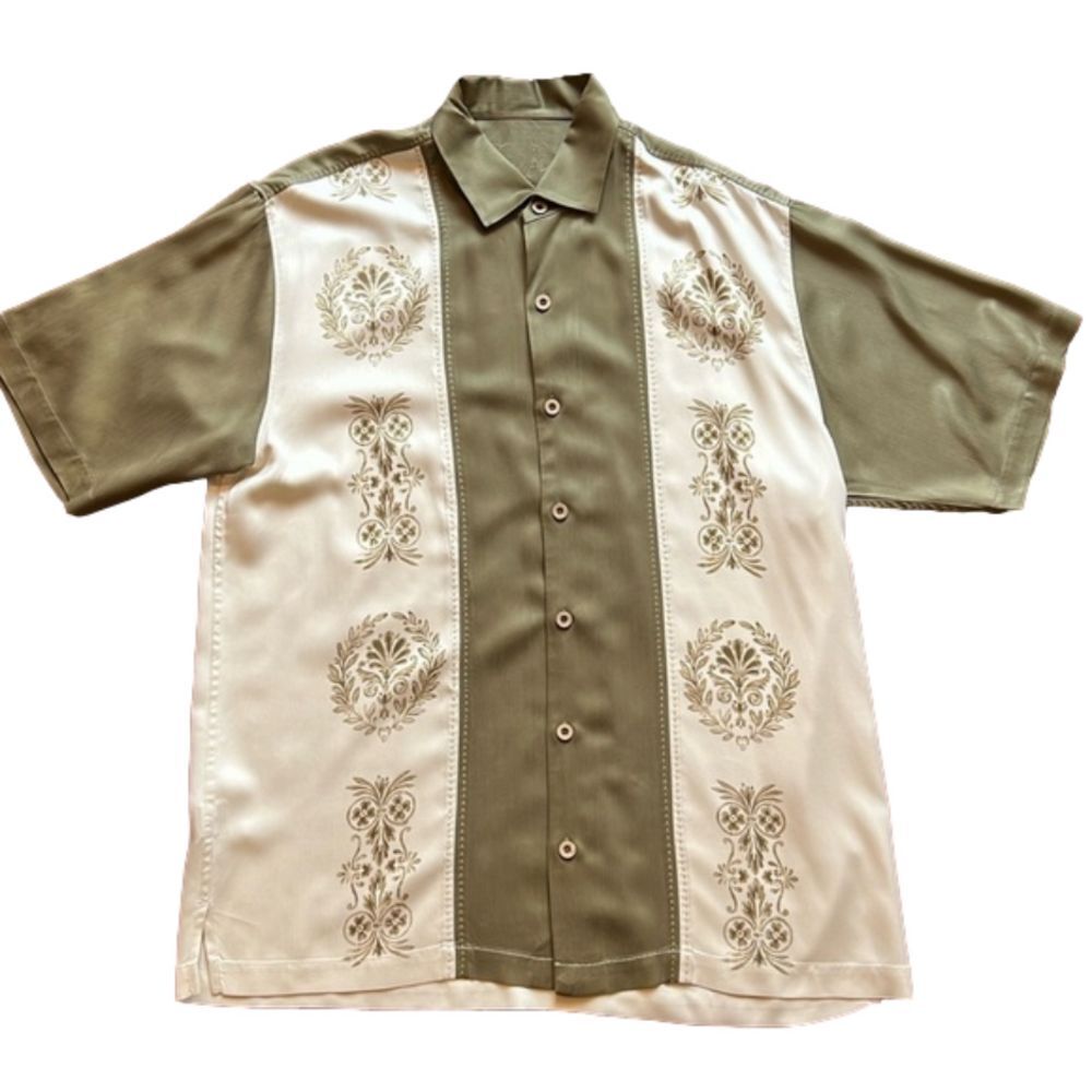 Tommy Bahama Silk Damask Camp Short Sleeve Button Up Shirt. Size Medium - Picture 1 of 3